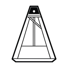 Minimalist black and white metronome illustration detailed geometric design modern style accurate tempo