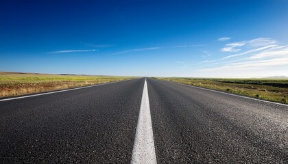 Naklejka premium a long road with a clear blue sky above it