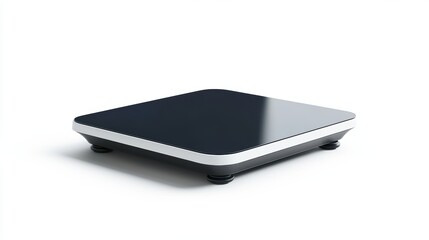 A digital fitness scale with Bluetooth functionality isolated on a pure white background, realistic lighting and shadow, ideal for cut-out and compositing