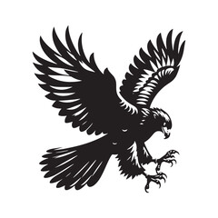 Minimal Buzzard Vector Silhouette - Buzzard Bird Illustration - Buzzard Art - Black and White Buzzard Design.