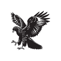 Minimal Buzzard Vector Silhouette - Buzzard Bird Illustration - Buzzard Art - Black and White Buzzard Design.