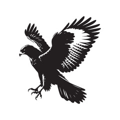 Minimal Buzzard Vector Silhouette - Buzzard Bird Illustration - Buzzard Art - Black and White Buzzard Design.
