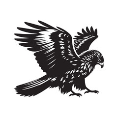 Minimal Buzzard Vector Silhouette - Buzzard Bird Illustration - Buzzard Art - Black and White Buzzard Design.