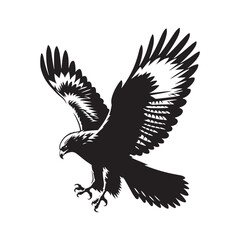 Minimal Buzzard Vector Silhouette - Buzzard Bird Illustration - Buzzard Art - Black and White Buzzard Design.