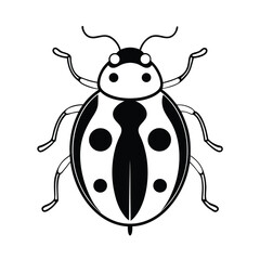 Obraz premium Minimalist black and white ladybug illustration detailed insect design for creative projects
