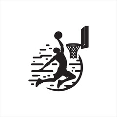 basketball vector silhouette line art logo design
