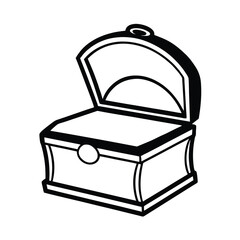 Simple monochrome illustration of an open treasure chest vector graphic design element