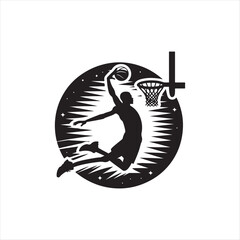 basketball vector silhouette line art logo design