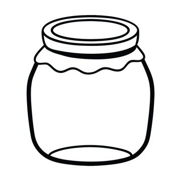 recommend clip art: Simple line art illustration of an empty glass jar with lid storage design