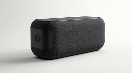A smart portable speaker with Bluetooth function isolated on a pure white background, realistic lighting and shadow, ideal for cut-out and compositing