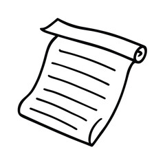 Black and white scroll with lines symbolizing message or document for various creative projects