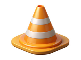 Isolated Orange and White Traffic Cone Safety Road Construction