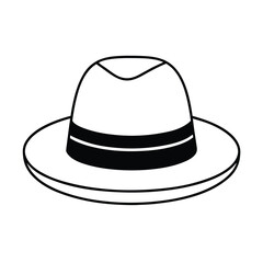 Vintage fedora hat outline illustration classic style icon fashion accessory isolated