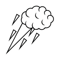 Minimalist storm illustration with lightning and cloud in black and white outline style