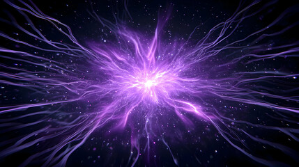 Fototapeta premium Abstract Purple Energy Burst With Glowing Particles