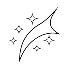 Comet and stars outline graphic shining cosmic effect decorative line art
