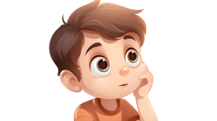 Young child in contemplation displaying curiosity and intelligence