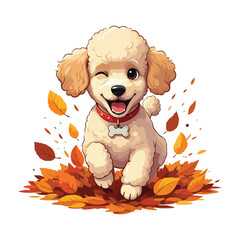 Cartoon Illustration of a Standing Cute Poodle Dog vector
