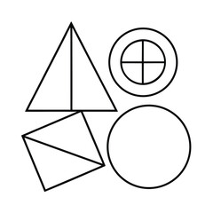 Geometric shapes illustration triangle square circle design elements minimalist black and white line art