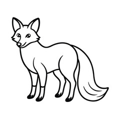 Fox illustration cartoon outline style standing wildlife animal forest creature black and white