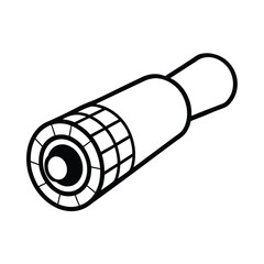 Isolated black and white 35 mm audio jack plug illustration for electronic devices and communication