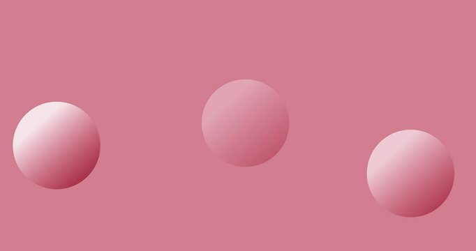 Multiple red spheres bouncing on solid red background. red volumetric balls on a coral