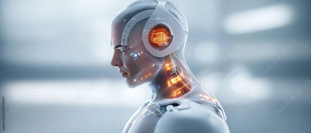 Poster a futuristic skin implant device that utilizes advanced sensors and ai-powered technology to continu