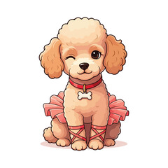 Cartoon Illustration of a Standing Cute Poodle Dog vector