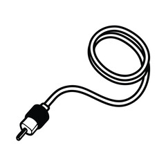 Rca cable vector illustration in black and white minimalist style for technology designs