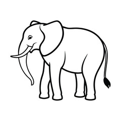 Simple elephant outline illustration wild animal cartoon graphic image design element