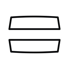 Stylized graphic outline with two geometric banners displaying a minimalist design on white