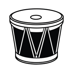 Isolated black and white jembe drum illustration african percussion instrument vector