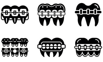 Braces Icons for Dental Care and Treatment vector design