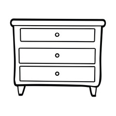 Simple chest of drawers outline illustration furniture with three drawers minimalist style