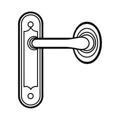 Black and white door handle illustration for architecture interior design projects