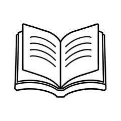 Minimalist open book outline for education learning and knowledge symbolizing literacy and study