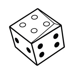 Outline dice illustration for game design casino graphics and educational materials for math