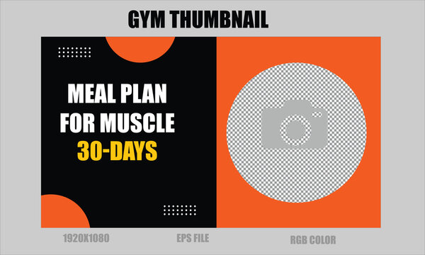 Gym YouTube Thumbnail Design, Editable Fitness Video Banner for Social Media Promotion, Bodybuilding, Workout, Fitness Coaching, and Live Stream, Vector Layout for Gym Video Thumbnails and Yo