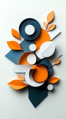 Quilling paper floral curls and rolls, delicate floral rolls from colored quilling paper. Abstract composition of shapes and leaves in vibrant colors, ideal for creative projects.