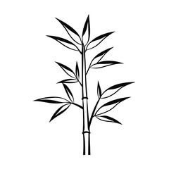 Obraz premium Bamboo stalk silhouette vector illustration asian inspired minimalist design natural element oriental
