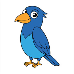 Cartoon blue throated barbet vector illustration.