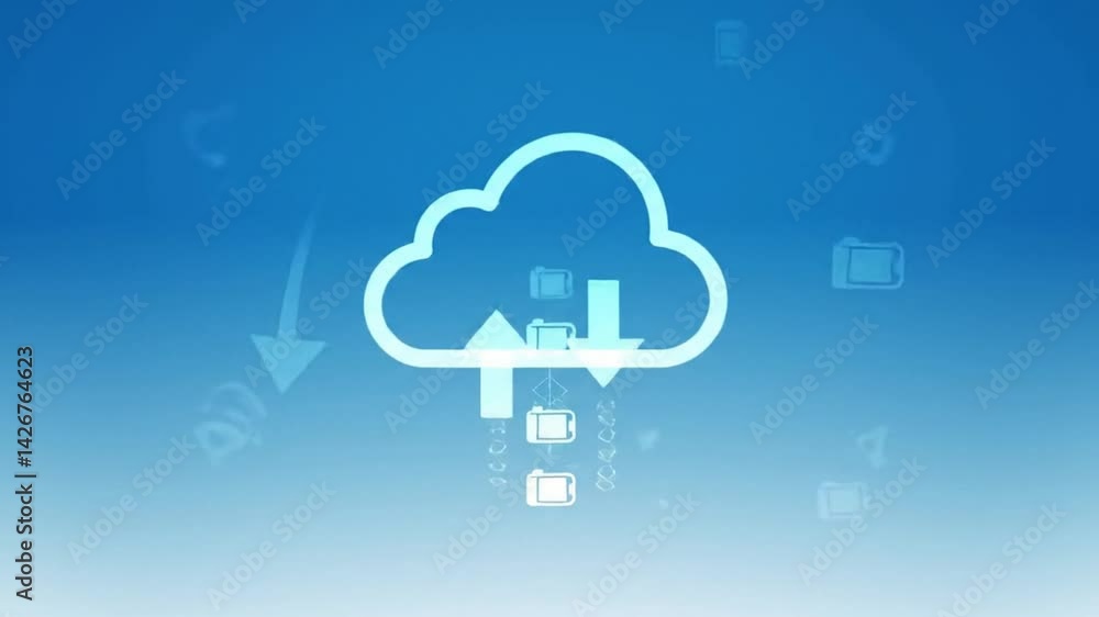 Poster cloud computing data transfer digital technology illustration conceptual art cloud storage network s