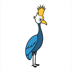 Cartoon crowned crane vector illustration