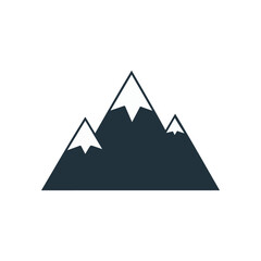 Flat Minimalist Mountain Icon with Snowy Peaks &ndash; Nature Landscape Symbol Design