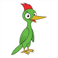 Cartoon green woodpecker vector illustration