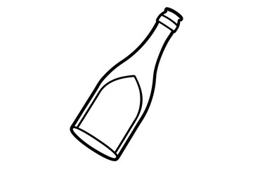 Champagne Bottle Line Art Vector Illustration