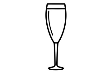 Champagne Flute Line Art Vector Illustration