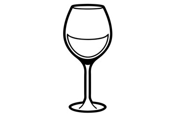 Fine Wine Glass Line Art Vector Illustration