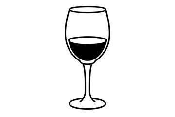 Fine Wine Glass Line Art Vector Illustration