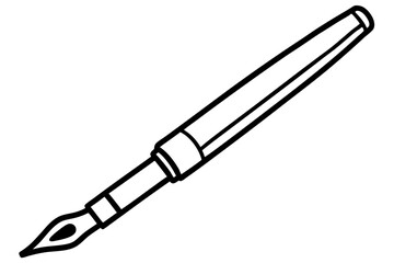 Fountain Pen Line Art Vector Illustration